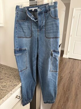 Celebrity Pink Medium Blue Cargo Jogger Jeans